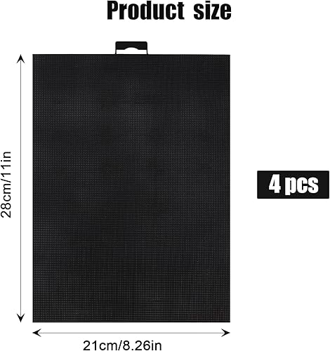 4 Pièces de Toile en Maille Plastique, Feuilles de Toile en Maille Plastique Noire 14 CT Écran en Maille Plastique pour la Broderie l'Artisanat les Projets de Crochet (28 x 21 cm) - Nail Gallerys