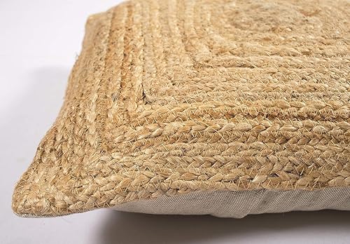 Arise Export Housse de coussin en jute naturelle tissée à la main pour canapé, canapé, décoration d'intérieur, bohème (45,7 x 45,7 cm) - Nail Gallerys