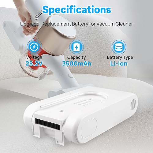 25,2 V 3500 mAh Batterie Compatible avec Xiaomi G9 G9 Plus G10 G10 Plus, Dreame T10 T20 T20 Pro, R10 R10 Pro Aspirateurs - Nail Gallerys
