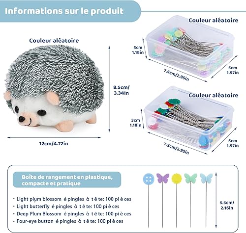 400 Pièces Épingles à Couture, Épingles à Tête De Fleur Plate, Accessoires de Couture avec Hérisson en Forme de Coussin, Décoratives Quilting Pins pour Projets De Couture - Nail Gallerys