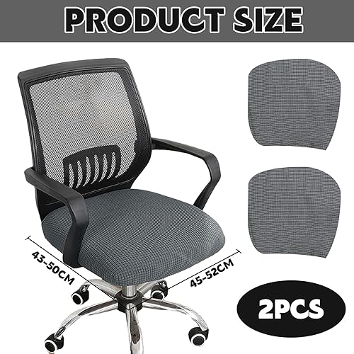 Pizsieat Lot de 2 Housse de Chaise de Bureau Housse Fauteuil Bureau Élastiques Lavables Housse Assise Chaise pour Chaise de Bureau（Gris） - Nail Gallerys