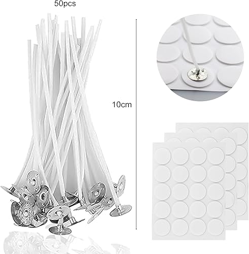 Lot de 50 mèches de bougie de 10 cm pour bougies en coton pour la fabrication de bougies, pour la fabrication de bougies, pour la fabrication de bougies, blanches - Nail Gallerys
