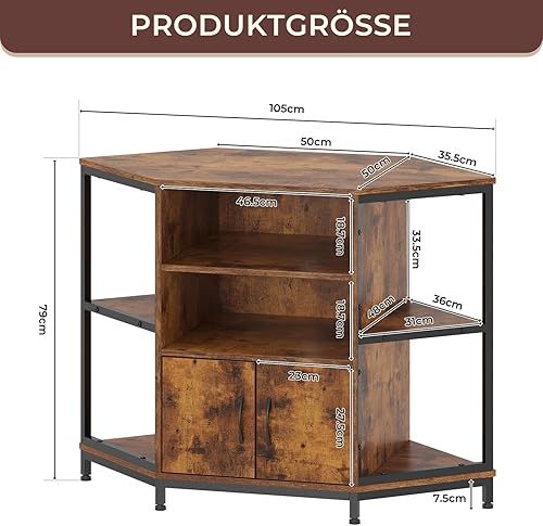 Dripex Armoire d'angle TV avec éclairage LED - Commode d'angle pour Salon - Design Industriel - 105 x 50 x 79 cm - Marron Vintage - Nail Gallerys