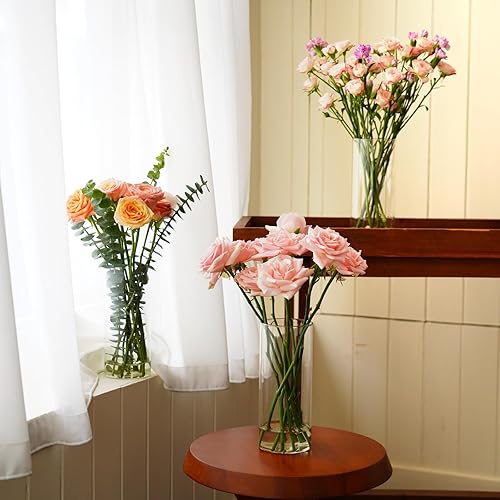 Lot de 4 vases en verre transparent pour centres de table, 20,3 cm pour décoration d'Homer, cadeau simple, tulipe, rose, décoration de mariage - Nail Gallerys