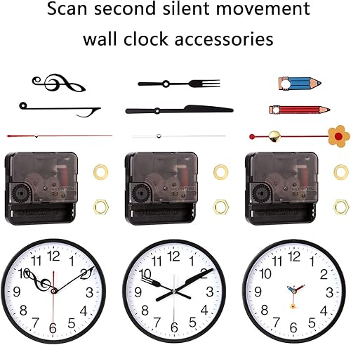 TRHEEE Kit de mécanisme d'horloge à quartz silencieux avec notes de musique uniques fourchette et aiguilles de crayon pour les amateurs d'artisanat et de réparation d'horloge murale - Nail Gallerys