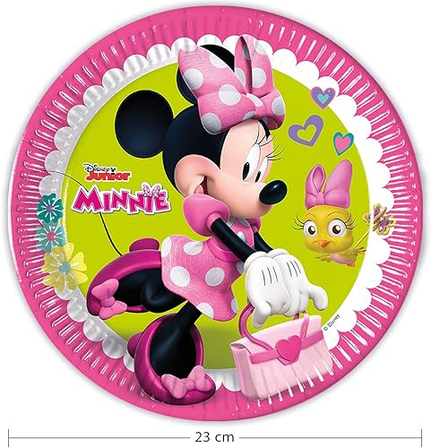 Procos Lot de 8 assiettes Minnie Happy Helpers - 23 cm - En papier mélangé FSC® - Pour fête d'anniversaire d'enfant - 93439 - Nail Gallerys