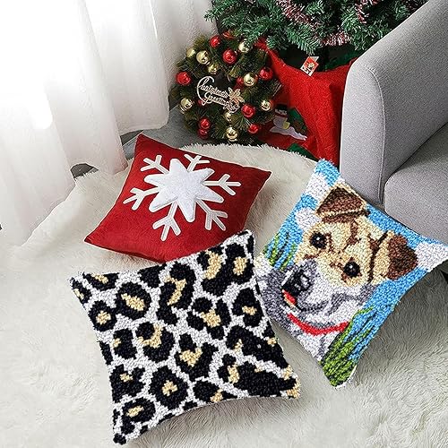 LDFHOIN Ensemble de housses de coussin de Noël à nouer soi-même - Ensemble de tapis noué - Ensemble de housses de coussin pour adultes et enfants - Housse de coussin de canapé - Cadeaux faits main - Nail Gallerys