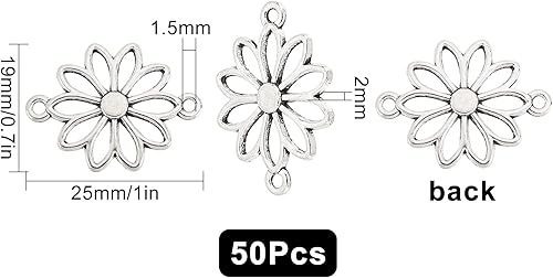 SUNNYCLUE 1 boîte de 100 breloques rondes et plates avec connecteurs fleur de vie en forme de lotus pour bijoux, accessoires pour fabrication de bijoux - Nail Gallerys