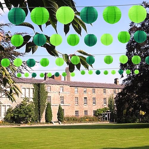 CC wonderland zone Lanterne en Papier Vert Décoration,Lot de 12 Lanternes Rondes en Papier pour Mariage, Anniversaire, Fête Prénatale, Mariage, Décoration de Jardin - Nail Gallerys