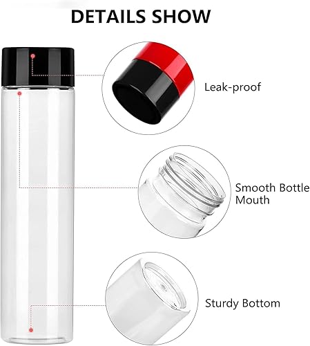 YBCPACK Lot de 12 bouteilles en plastique PET transparent avec couvercles noirs pour smoothie 400 ml, idéal pour l’eau, le jus, le lait et les autres boissons faites à la maison - Nail Gallerys