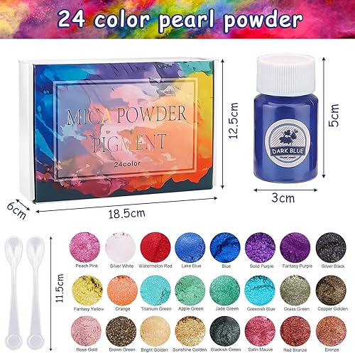 VIPNAJI Poudre de mica - Pigment résine époxy 24 couleurs × 15g,colorant de savon, Métallique Naturel pour la fabrication de bijoux, Bougie,Vernis à Ongles,Bombe de Bain etc - Nail Gallerys