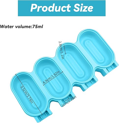 Lot de 2 moules à glace en silicone, 4 cavités, moules à glace, sans BPA, avec 50 bâtonnets et couvercle en silicone pour dessert, sorbet, pudding (bleu) - Nail Gallerys
