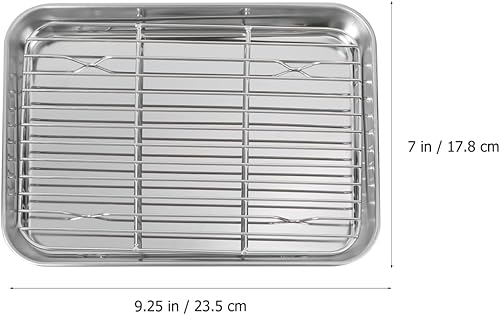 Homoyoyo Plaque Japonaise De Cuisson En Acier Inoxydable Avec Grille De Refroidissement Amovible Pour Reposer La Viande - 2 Plaques Rectangulaires 23 x 17 x 2.5 Cm - Nail Gallerys