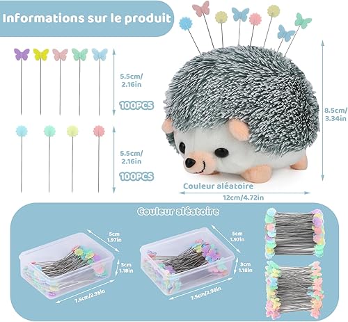200 Pièces Épingles à Couture, Épingles à Tête De Fleur Plate, Accessoires de Couture avec Hérisson en Forme de Coussin, Décoratives Quilting Pins pour Projets De Couture - Nail Gallerys