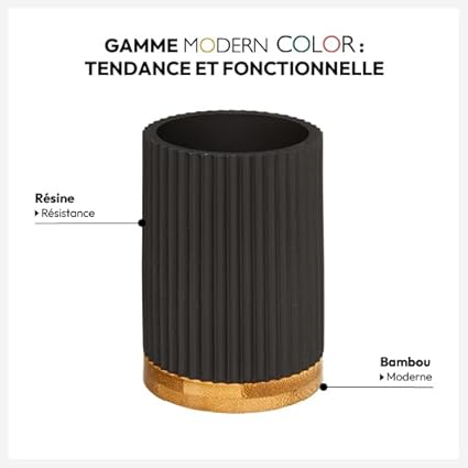 JJA Pot Salle de Bain NATUREO Noir - Nail Gallerys