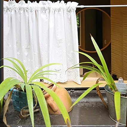 Izielad Rideau de Cuisine Style Campagnard - Court Bistrot Café Demi Fenêtre - Cerise - LxH 60x58cm - Nail Gallerys