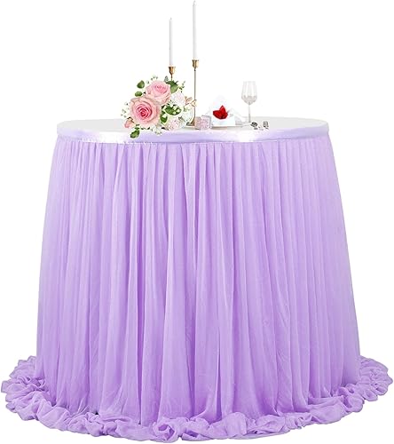 HBBMAGIC Lavande DIY Jupe de Table en Tulle, 1, 83m Décoration de Fête Jupes de Table en Tulle pour Mariage Anniversaire Baptême Baby Shower Banquet - Nail Gallerys