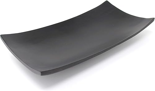 Bol décoratif en bois de manguier massif, rectangulaire, canoë, longueur 30 cm noir - Nail Gallerys