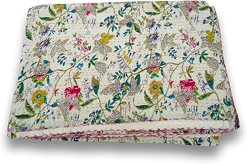Sophia-Art Couvre-lit indien Kantha Quilt fait à la main à motif oiseau du paradis - Nail Gallerys