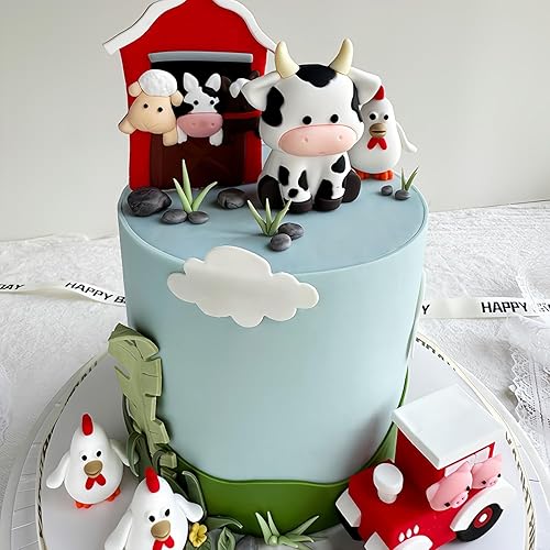 6 pièces décoration gateau anniversaire de la ferme,décoration gateau anniversaire animaux,décoration de gâteau de ferme,pour une fête ou une baby shower sur le thème de la ferme garçon et fille,rouge - Nail Gallerys