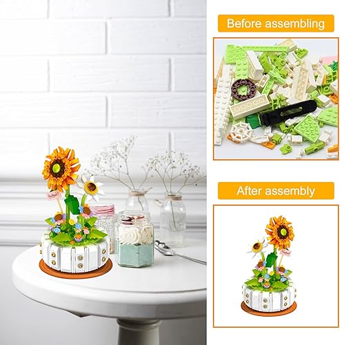 ZSMJAER Blocs Plantes Pot,Mini Bouquet de Fleurs Blocs de Construction,Fleur Collection Fleurs Artificielles pour la Décoration de Chambre (Jaune) - Nail Gallerys