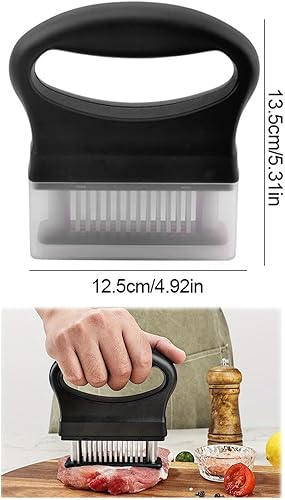 MINZHI Attendrisseur de viande en acier inoxydable - 48 aiguilles - Avec poignée - Avec lames ultra tranchantes - Ustensile de cuisine pour poulet, bœuf et porc - Nail Gallerys