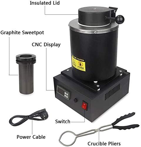 DDCHH Four de Fusion, Four de Fusion de fonderie électrique cuivre Argent Or Or avec Trou émettant de la Chaleur pour Le Traitement des Bijoux Prise UE Durable,3KG - Nail Gallerys