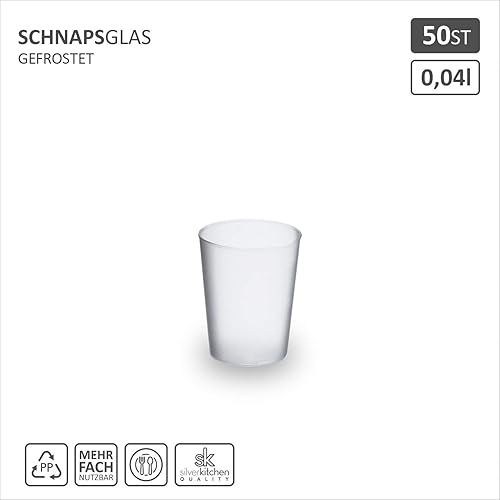 Silverkitchen Lot de 50 verres à liqueur givrés 4 cl – Verres à shot incassables réutilisables en plastique fabriqués en Allemagne - Nail Gallerys