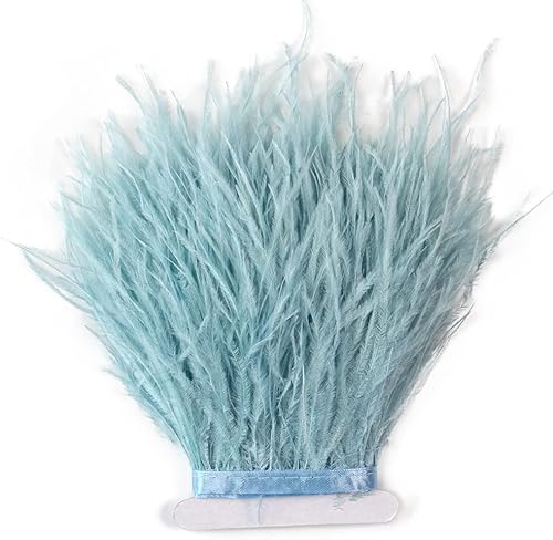 2,7 m 10,2 à 15,2 cm Frange en plumes d'autruche bleu clair pour loisirs créatifs couture costumes décoration - Nail Gallerys