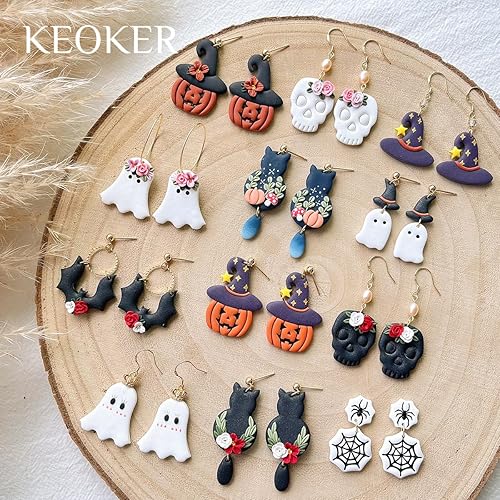 KEOKER Emporte-Pièces en Argile pour Halloween - 10 Formes pour la Fabrication de Boucles d'Oreilles, Emporte-Pièces en Argile Polymère (Boucles d'Oreilles 1) - Nail Gallerys