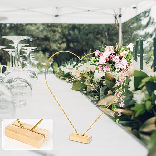 MENAYODA Lot de 10 anneaux en métal doré - Pour macramé - Avec porte-carte en bois - Pour bricolage macramé, artisanat, attrape-rêves, décoration de mariage (forme de cœur) - Nail Gallerys