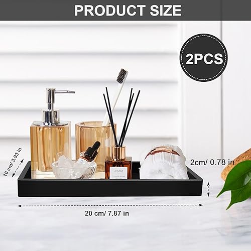 2 Plateau de Salle de Bain,Silicone Plateau Rectangulaire,Noir Plateau Antidérapant,pour Vanité, Baignoire, évier de Cuisine Et Plateau-20 * 10cm - Nail Gallerys