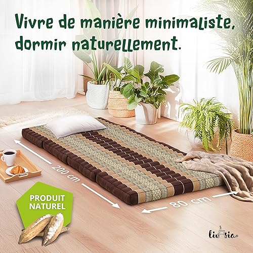 Matelas Pliable Durable en kapok - 200x80x8cm - Matelas d’invité, Matelas Pliable pour camionnette, Tapis de Yoga, Lit d’invité Pliable, Chaise Longue pour Le Jardin et Le Balcon (Rouge/Éléphants) - Nail Gallerys