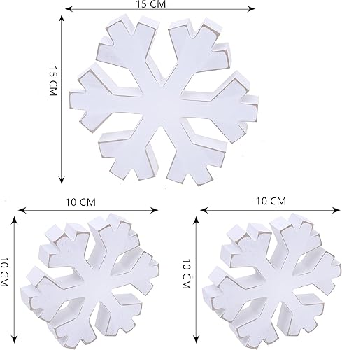 Trusttread Lot De 3 Blocs De Flocons De Neige en Bois 3D, Décoration De Flocons De Neige De Noël, Ornements De Flocons De Neige Blancs, Accessoires Photo, Meilleure Décoration De Cheminée d'hiver - Nail Gallerys