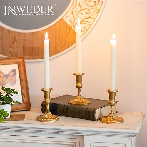 Inweder Bougeoir Sabre Doré : 2 en Laiton pour Décoration de Table de Mariage - Vintage pour Noël - en Métal pour Décoration de Salon - Nail Gallerys