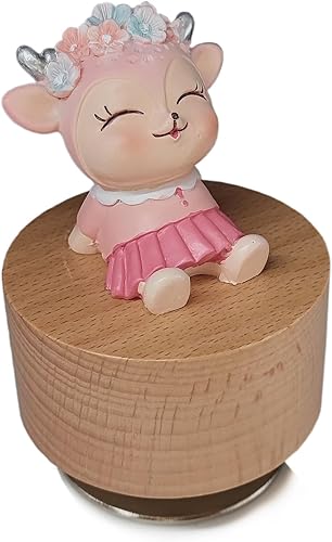 falado Mini boîte à musique rotative en bois avec adorable cerf (Tune : It's a Small World), beige - Nail Gallerys