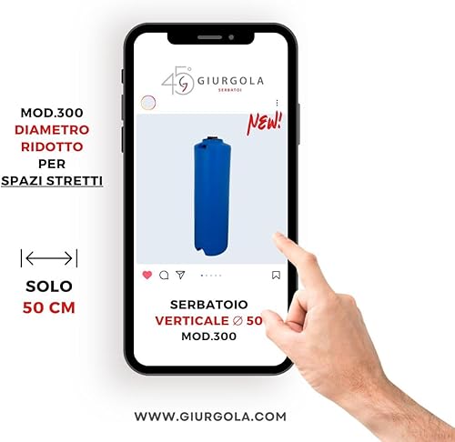 GIURGOLA Réservoir polyéthylène PE pour Petits espaces certifié Eau Potable 300 litres diamètre 50 cm h 153 cm Made in Italy - Nail Gallerys