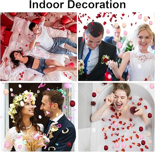 oruola Lot de 200 pétales de rose pour mariage, pétales de rose en soie, pétales de rose rouge et rose et pétales de fleurs blanches pour décoration de mariage, fête prénuptiale, allée, table de dîner - Nail Gallerys