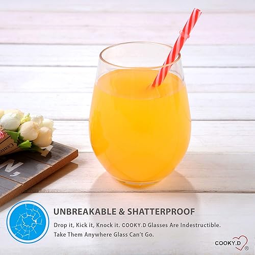 COOKY.D Verres à Eau Incassables Tritan Verres à Vin Rouge en Plastique Convient pour Vin Whisky, Lave-Vaisselle, Parfait pour la Maison, Le Pique-Nique et Les Fêtes, Lot de 4, 16oz - Nail Gallerys