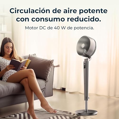 Cecotec Ventilateur Circulateur d'Air sur Pied EnergySilence 2400 Cyclone Noir. 40W, Puissante Circulation d'Air, 24 Vitesses, Oscillation 120º, Télécommande, Minuteur 12h, Écran LED - Nail Gallerys