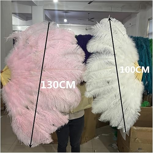 Eventail De Danse En Plumes Éventails à plumes pliables à main for décoration, éventails de spectacle, accessoires de fête, accessoires de spectacle sur scène, 100 cm, 130 cm(White,100CM 1pcs) - Nail Gallerys