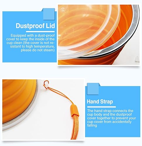 4 Pièces Tasse en Silicone Pliable, 270ml Coupe de Voyage Légère avec Couvercle, Gobelets Extensibles, Mug à café Portable- Sans BPA,Tasses Réutilisables pour Le Camping, la Randonnée, Les Voyages - Nail Gallerys
