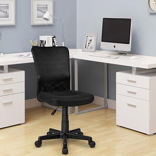 BAKAJI Chaise de Bureau de Chambre pivotante en Tissu Filet Hauteur réglable avec roulettes (Noir fuché) - Nail Gallerys
