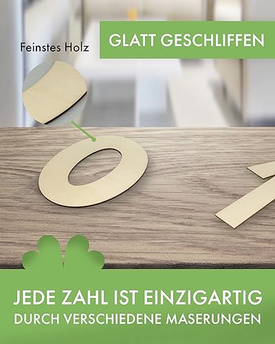 Kleenes Traumhandel Chiffres en bois - Chiffres en bois - Pour anniversaire, mariage, anniversaire de mariage - 10 cm - Nail Gallerys