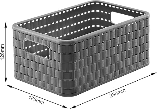 Rotho Country Lot de 3 boîtes de Rangement 6 l Aspect rotin, Plastique (PP) sans BPA, Anthracite, 3 x A5/6L, (28 x 18,5 x 12,6 cm), 3 - Nail Gallerys