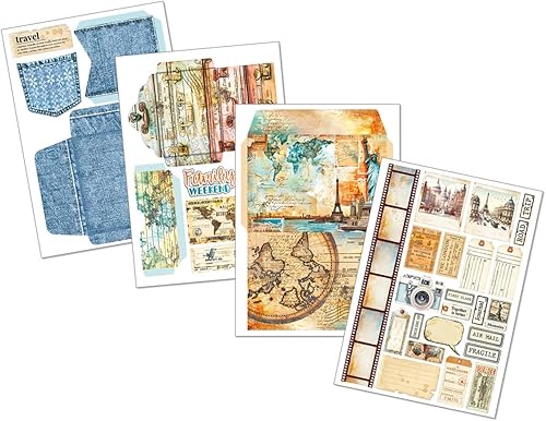 Ciao Bella Junk Journal & Ephemera Book Wanderlust - papier à motifs A4 pour scrapbooking cartes de vœux emballage cadeau créatif DIY - Nail Gallerys