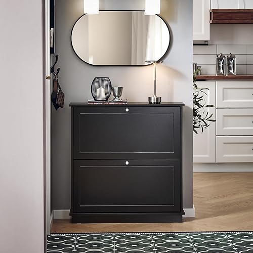 SoBuy Meuble de Rangement Armoire Commode à Chaussures 2 abattants Meuble d'entrée Coffre Rangement – Blanc, 76x18x78cm, FSR99-W - Nail Gallerys