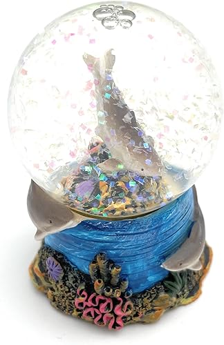 Onwomania Boule à neige blanche requin - Animal - Poisson dangereux - Hauteur : 6,5 cm - Boule à paillettes - Multicolore - Nail Gallerys