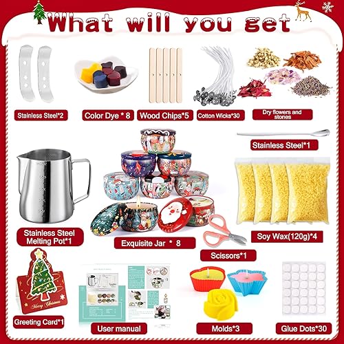 VIPNAJI Kit de Fabrication de Bougies Parfumées de Cire Bricolage, DIY, mèches de Bougie, Pot de Fabrication, boîtes de Bougies, Autocollants de mèche, colorant de couleur - Nail Gallerys