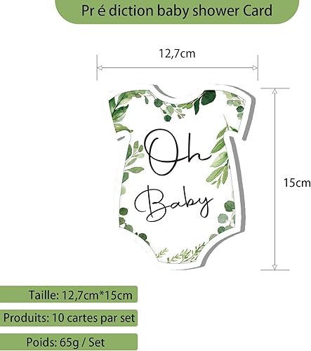 QZKJQDD 10 prédiction baby shower Card, idéal pour le sexe d'affichage. Design t - shirt avec motif de feuilles, idéal pour les annonces de grossesse. Un cadeau inoubliable pour une future mère - Nail Gallerys